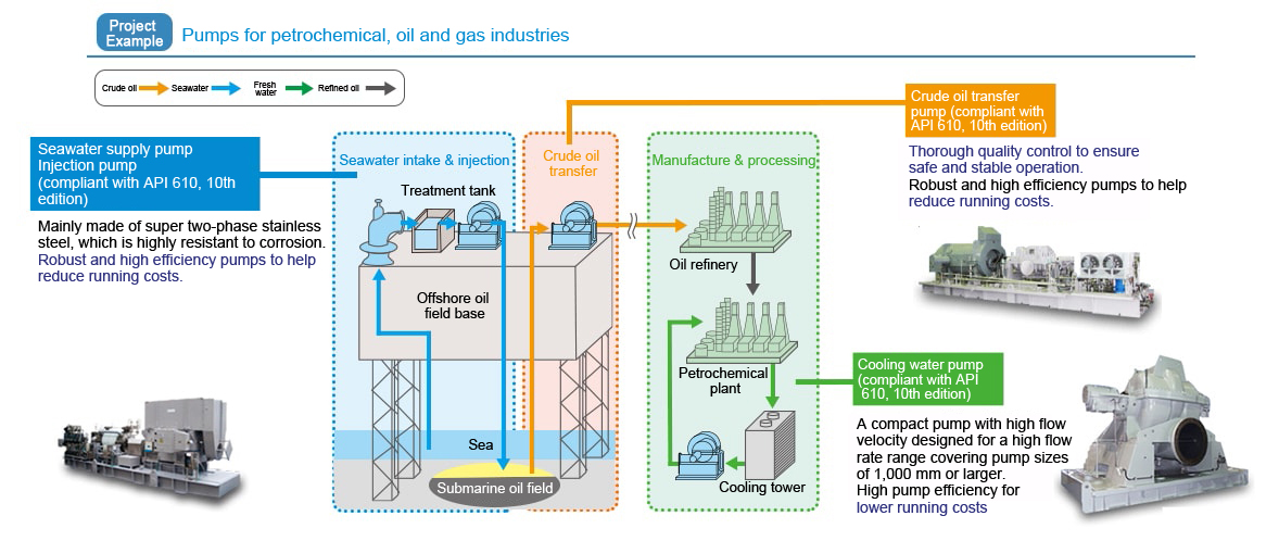 Pumps for petrochemical, oil and gas industries